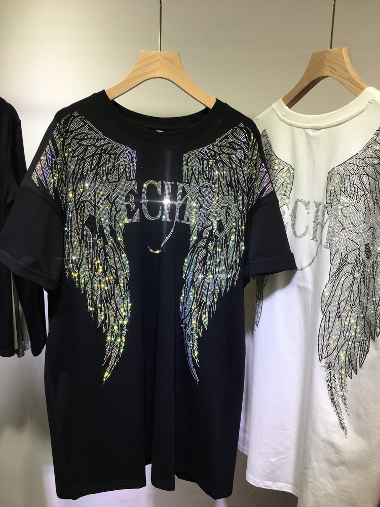 Summer Clothing Brands For Women - L-4XL Oversize strass Angel Wings Harley