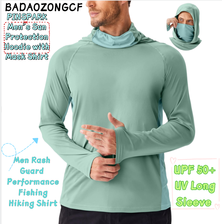 Rash Guard Long Sleeve - PINSPARK Felpa con Cappuccio e Maschera