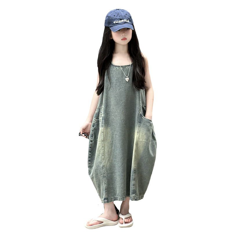 Summer Clothing For Kids Girls - Vintage Blue Bambini Ragazze Abito in