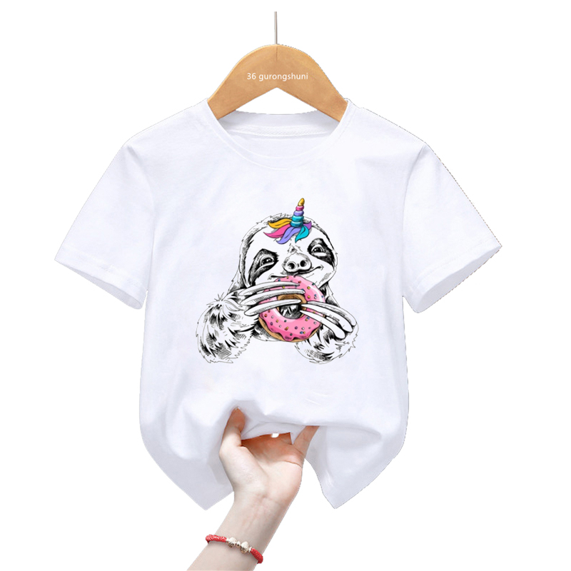 Summer Loving Kids Clothing - Unicorn bradipo Love Donuts Cartoon Print
