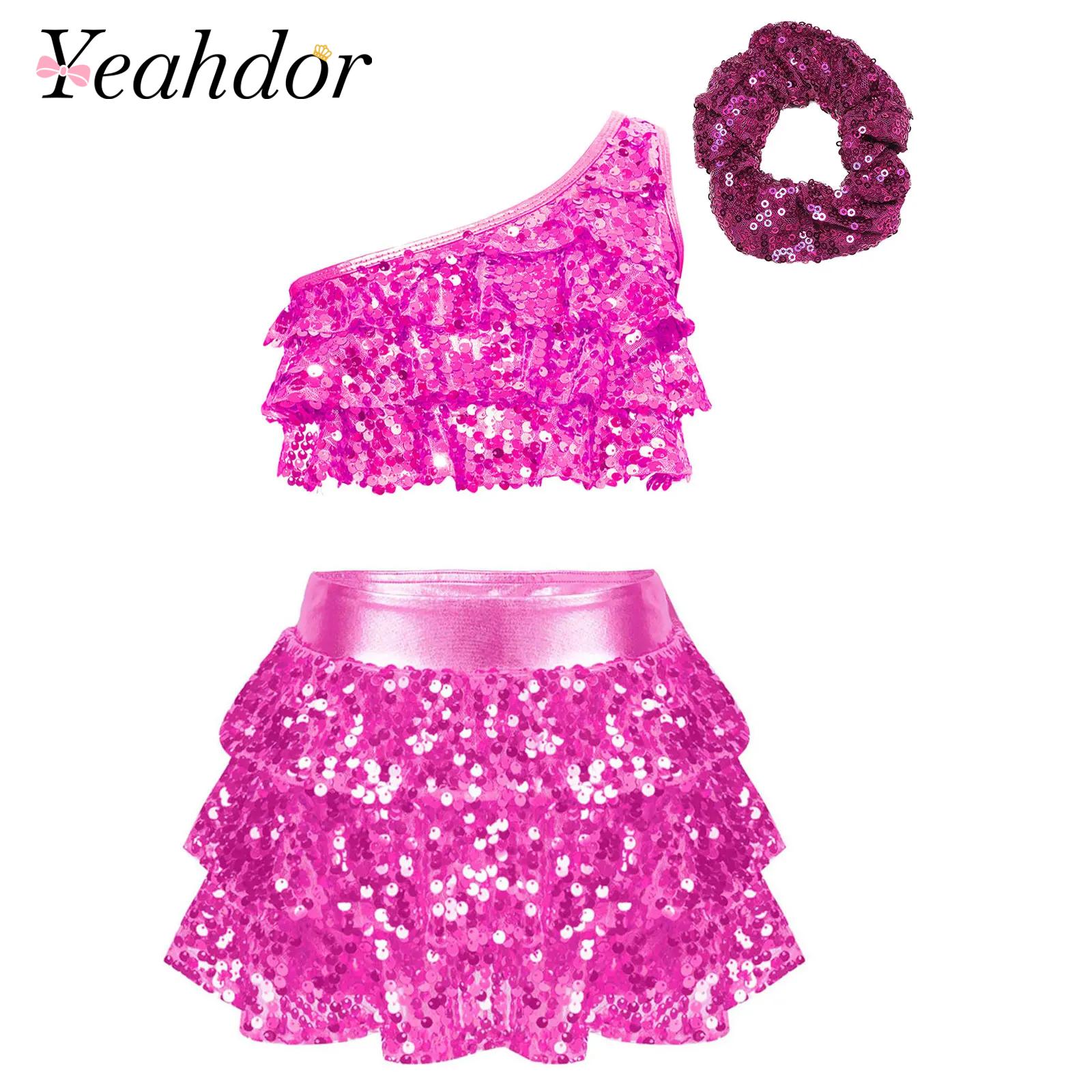Summer Clothing For Kids Girls - Bambini Ragazze Paillettes lucide Costume da